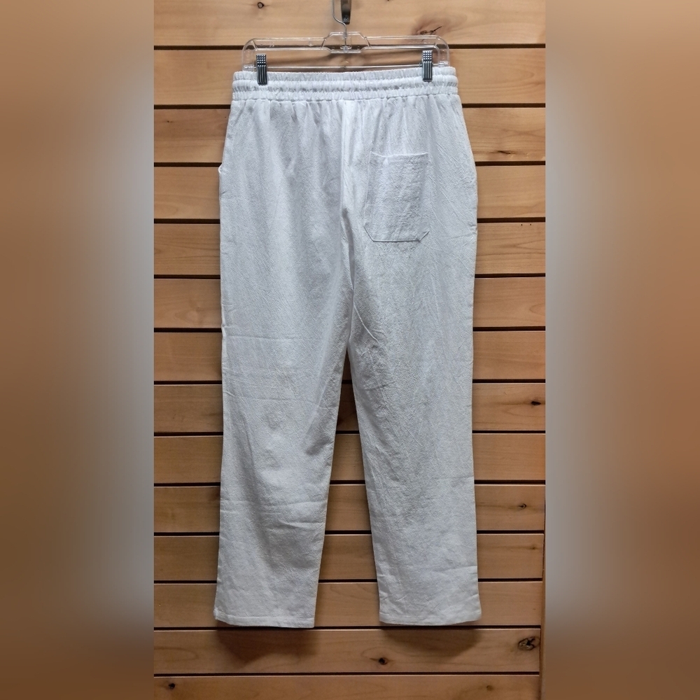 Linen/Cotton Blend Drawstring Lounge Pants Size M - Picture 2 of 5